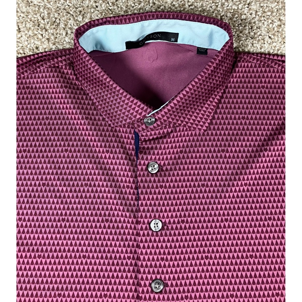 Greyson Mens Geometric Wolf Allover Performance Golf Polo Shirt Burgundy Size M